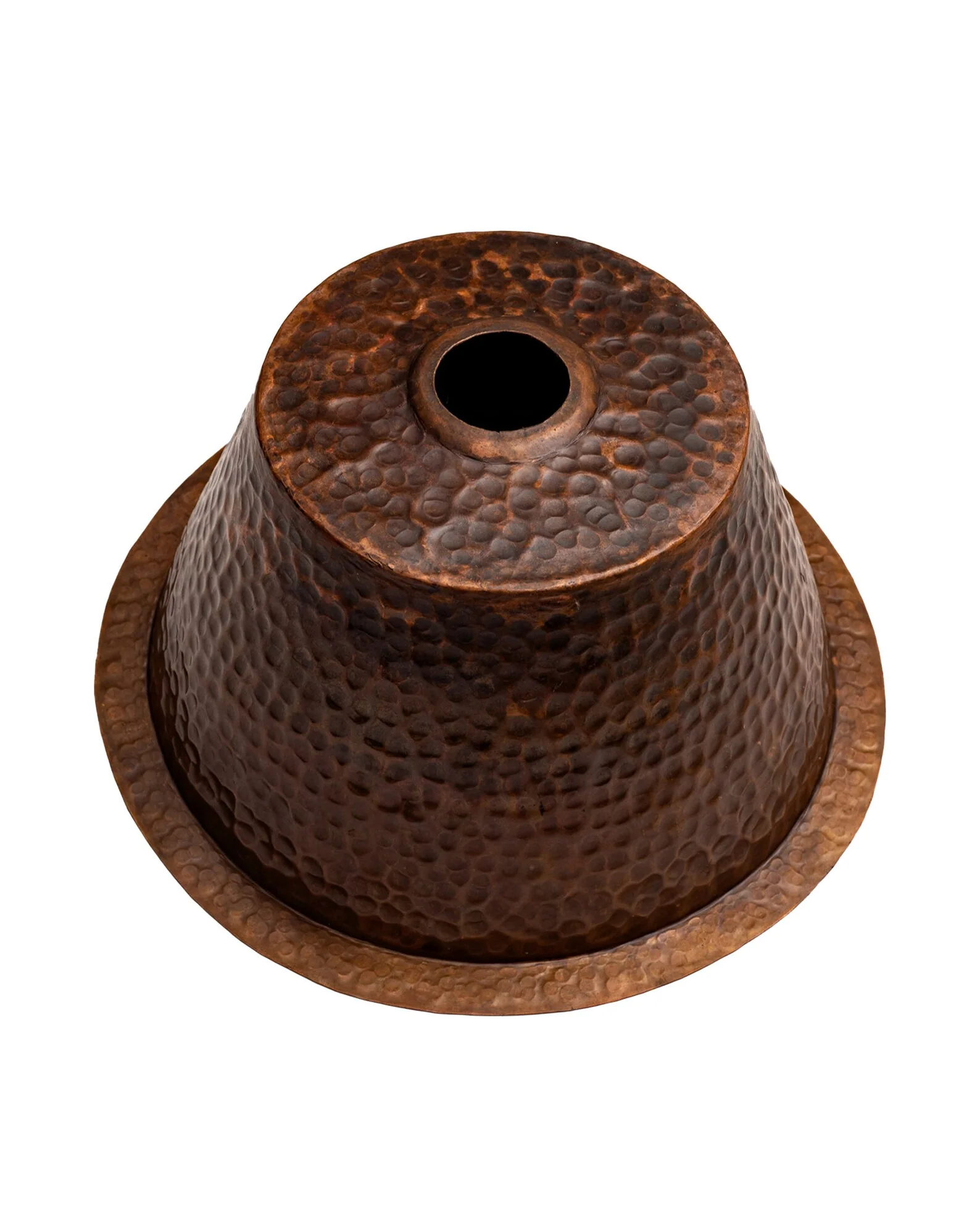 Aged Copper Round Bar Sink - Dark Brown Dropped In Sink - Hammered Finish - Image 3
