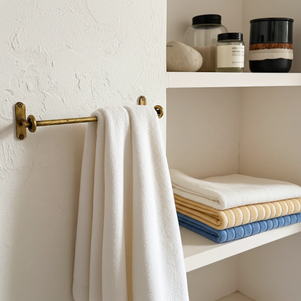 Antique Brass Towel Bar – Solid Brass Wall Mounted Bathroom Rail - Image 3