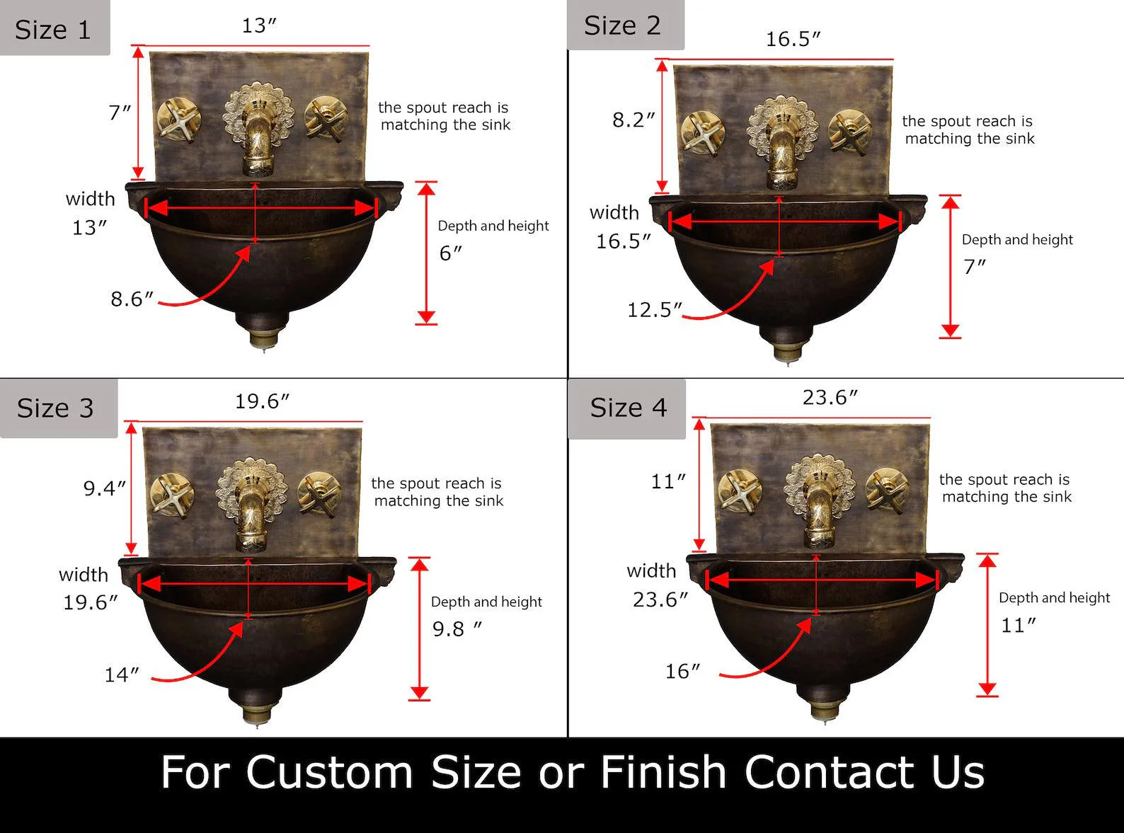 Hammered Patina Brass Wall Mount Sink With Solid Brass Faucet - Image 4