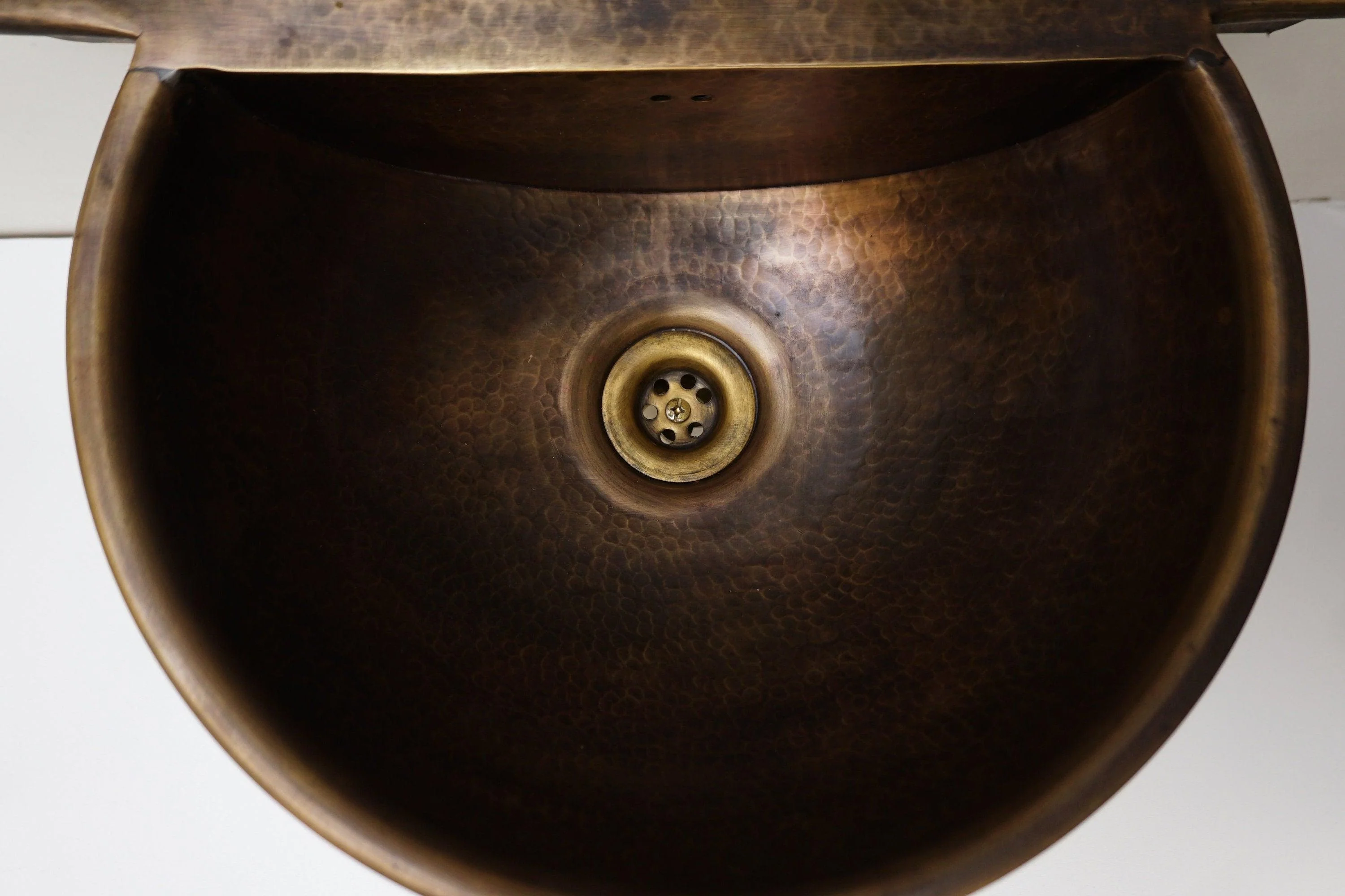 Hammered Patina Brass Wall Mount Sink With Solid Brass Faucet - Image 6