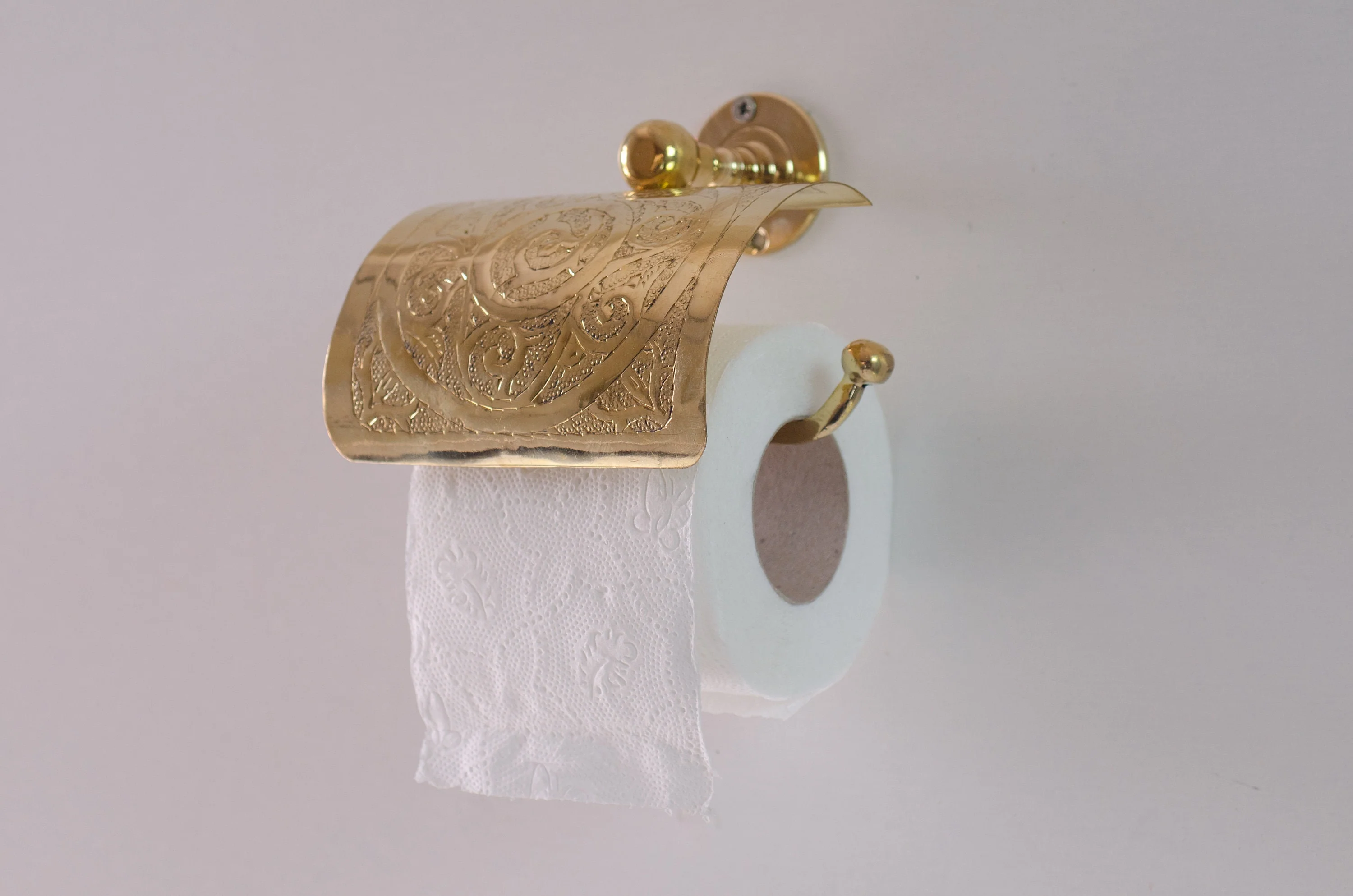 Solid Brass Toilet Paper Holder, Handcrafted Powder Room Roll Holder - Image 4