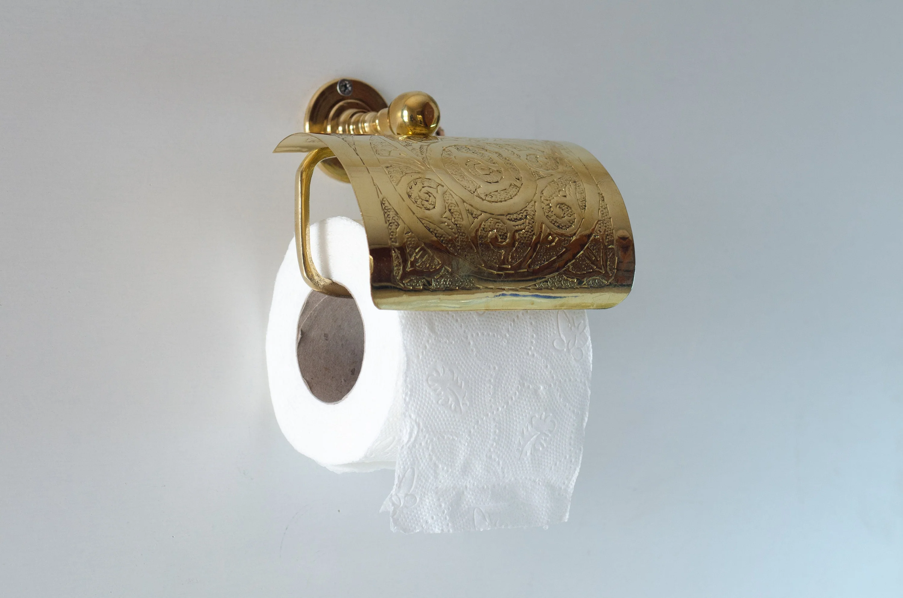 Solid Brass Toilet Paper Holder, Handcrafted Powder Room Roll Holder - Image 6