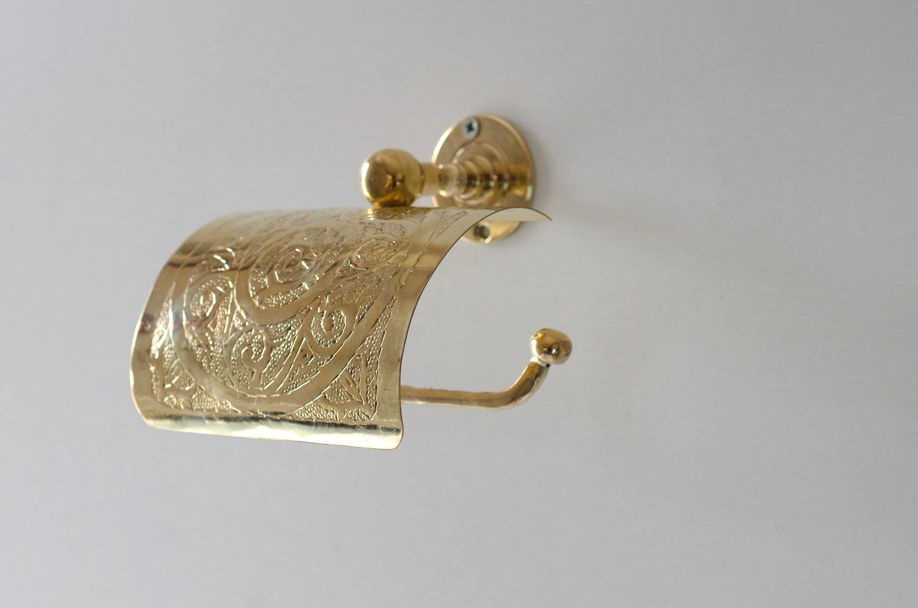 Solid Brass Toilet Paper Holder, Handcrafted Powder Room Roll Holder - Image 8