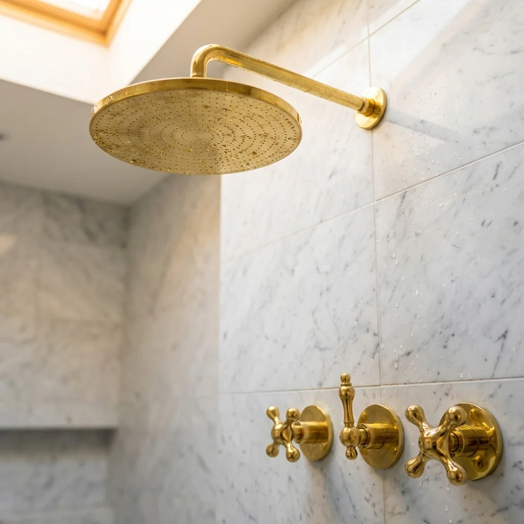 Unlacquered Brass Exposed Shower Set with Handheld - Image 3
