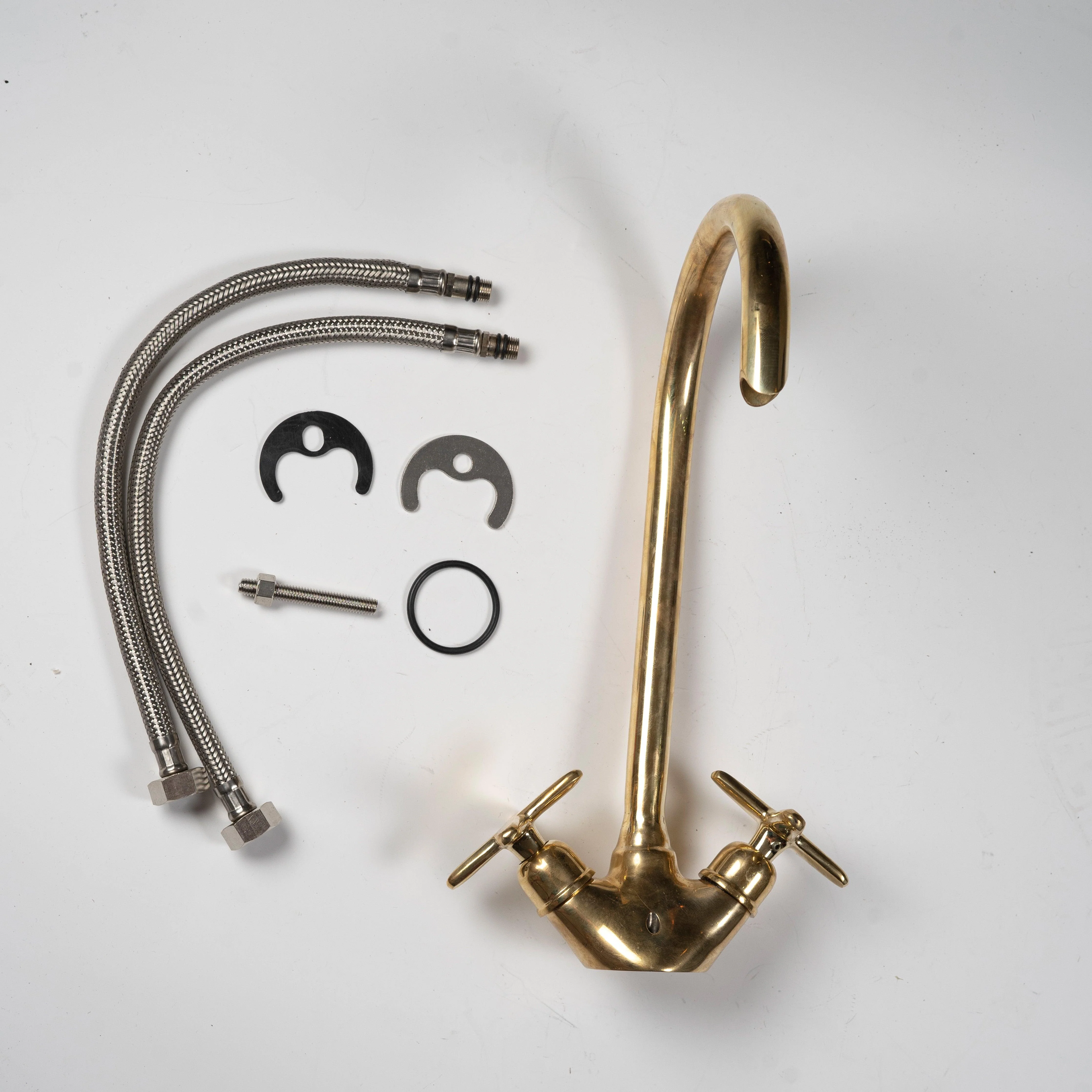 Unlacquered Brass Gooseneck Bathroom Sink Faucet - Image 4