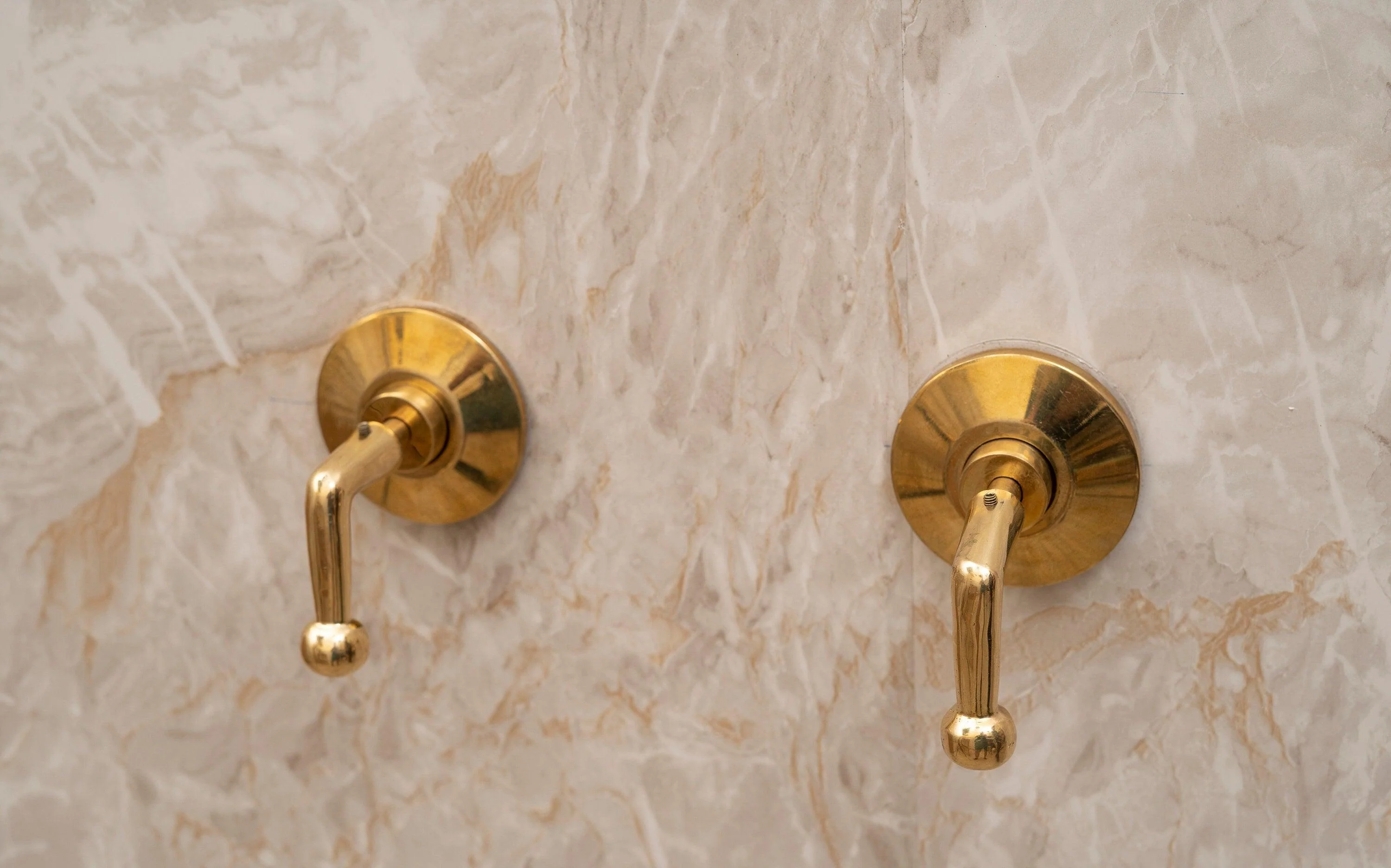Unlacquered Brass Shower Set with Lever Handles & Rough-In Valve - Image 3