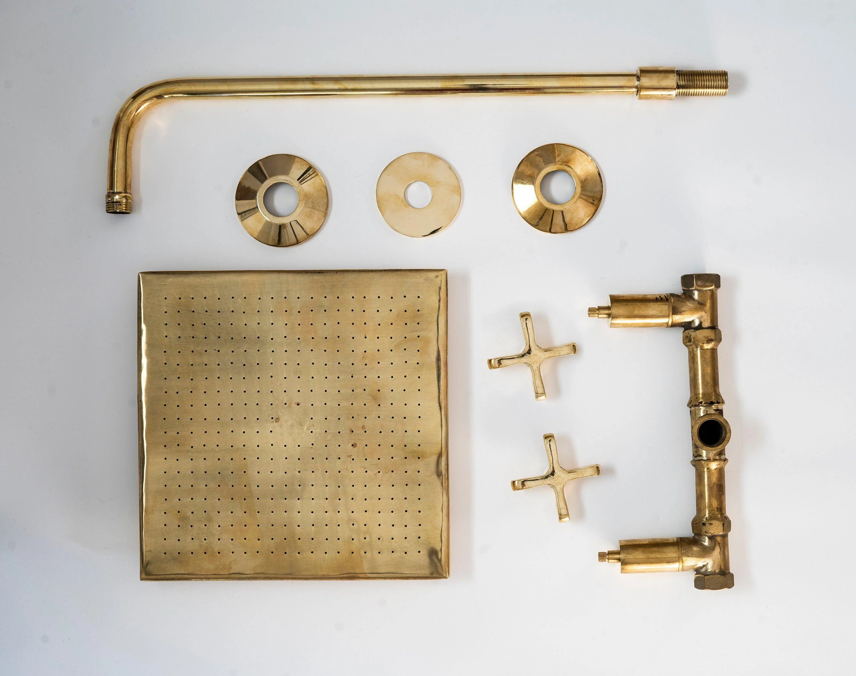 Unlacquered Brass Shower Set with Lever Handles & Rough-In Valve - Image 5