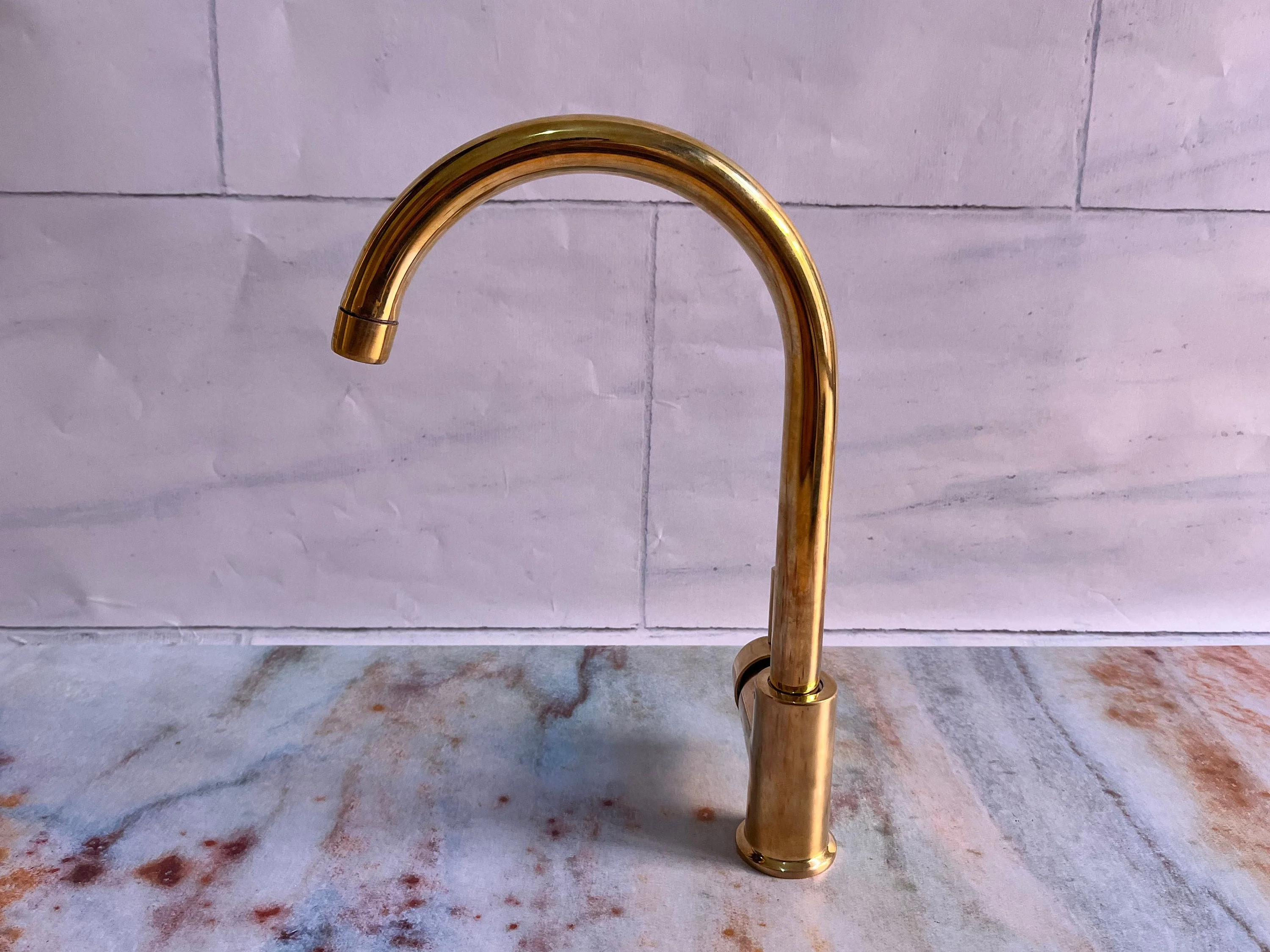 Unlacquered Brass Single hole bathroom sink faucet - Image 4