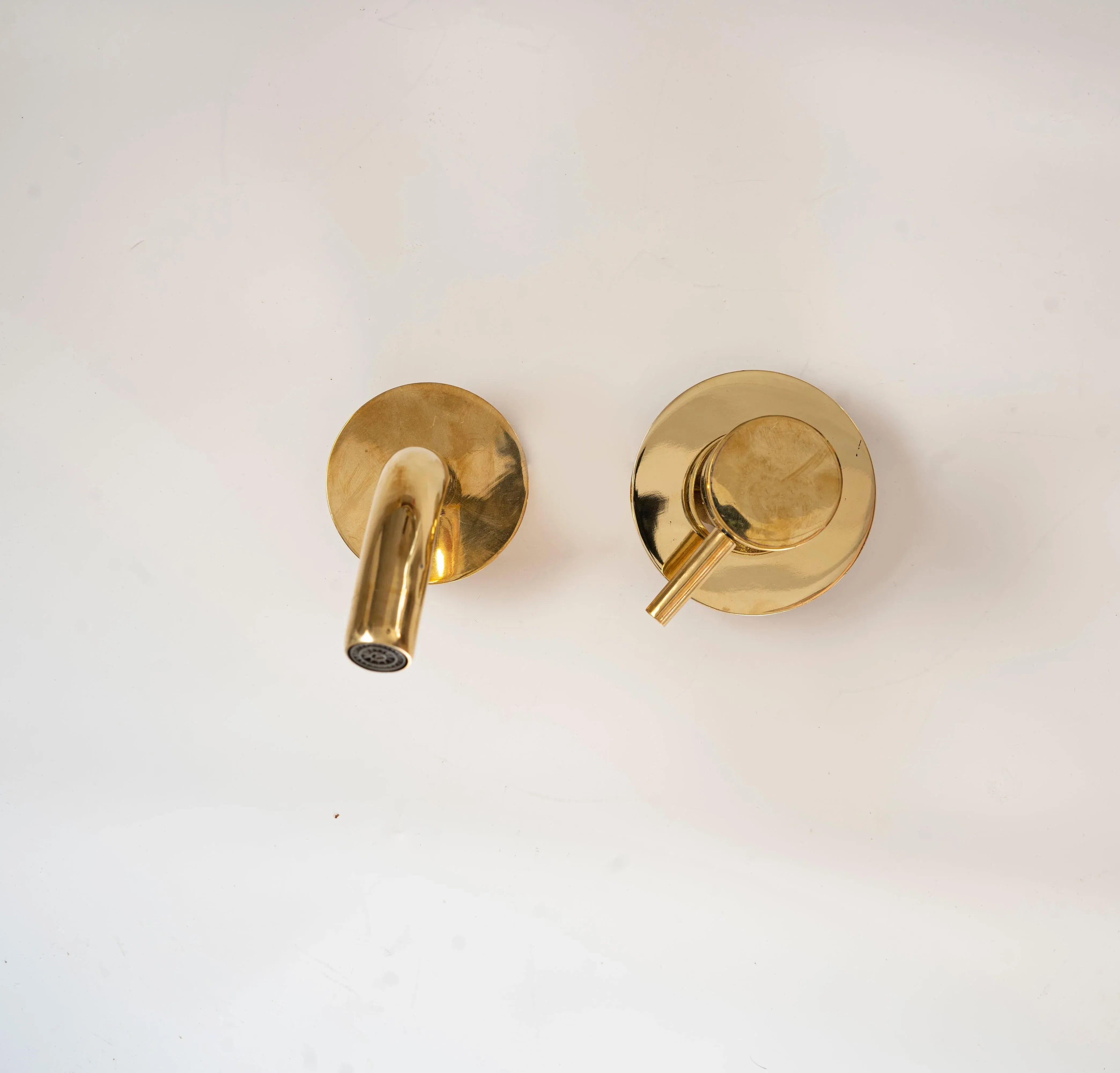 Unlacquered Brass Wall Mount Single Handle Mixer Bathroom Faucet - Image 3