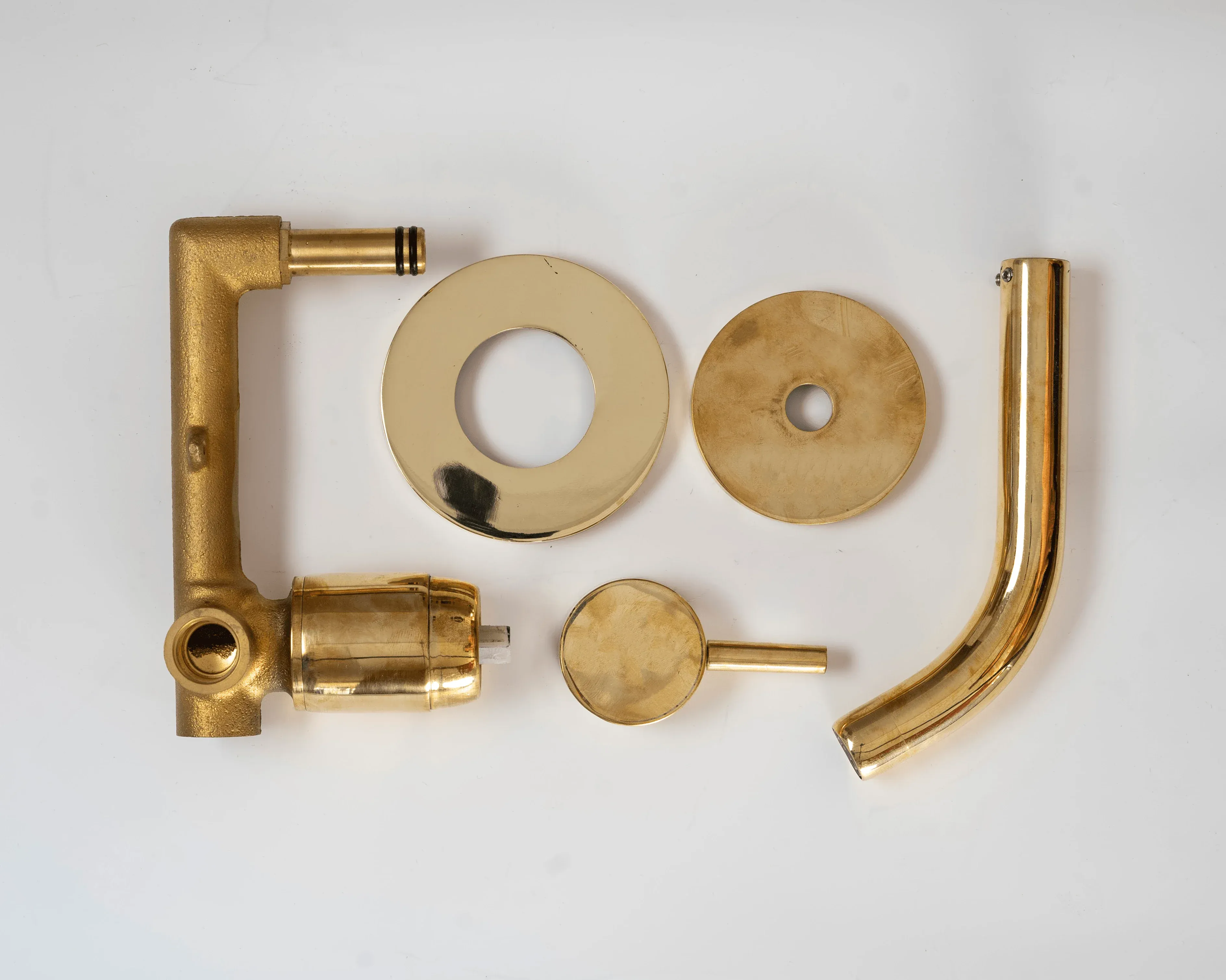 Unlacquered Brass Wall Mount Single Handle Mixer Bathroom Faucet - Image 4