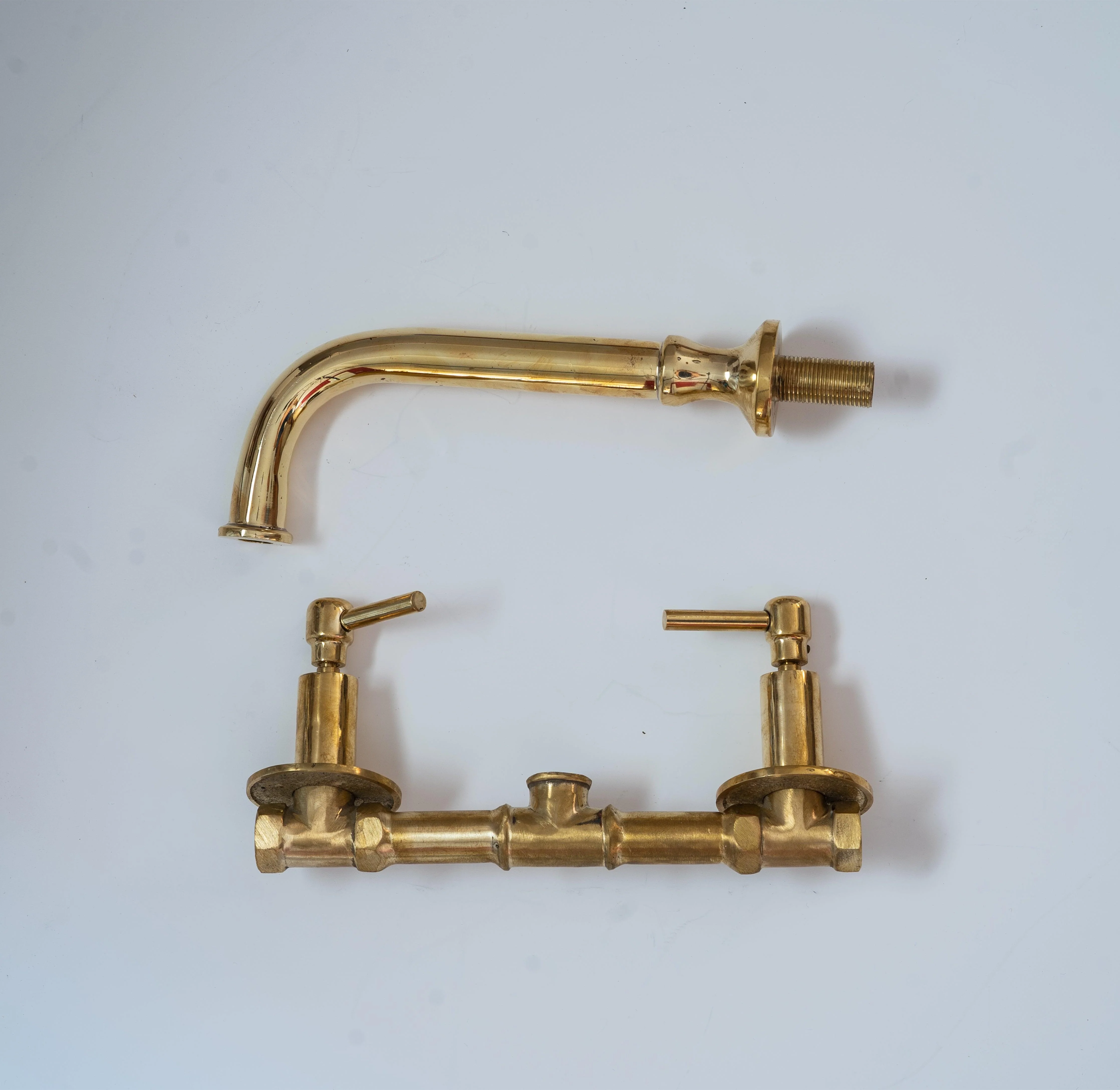 Unlacquered Brass Wall Mounted Bathroom Faucet - Image 5