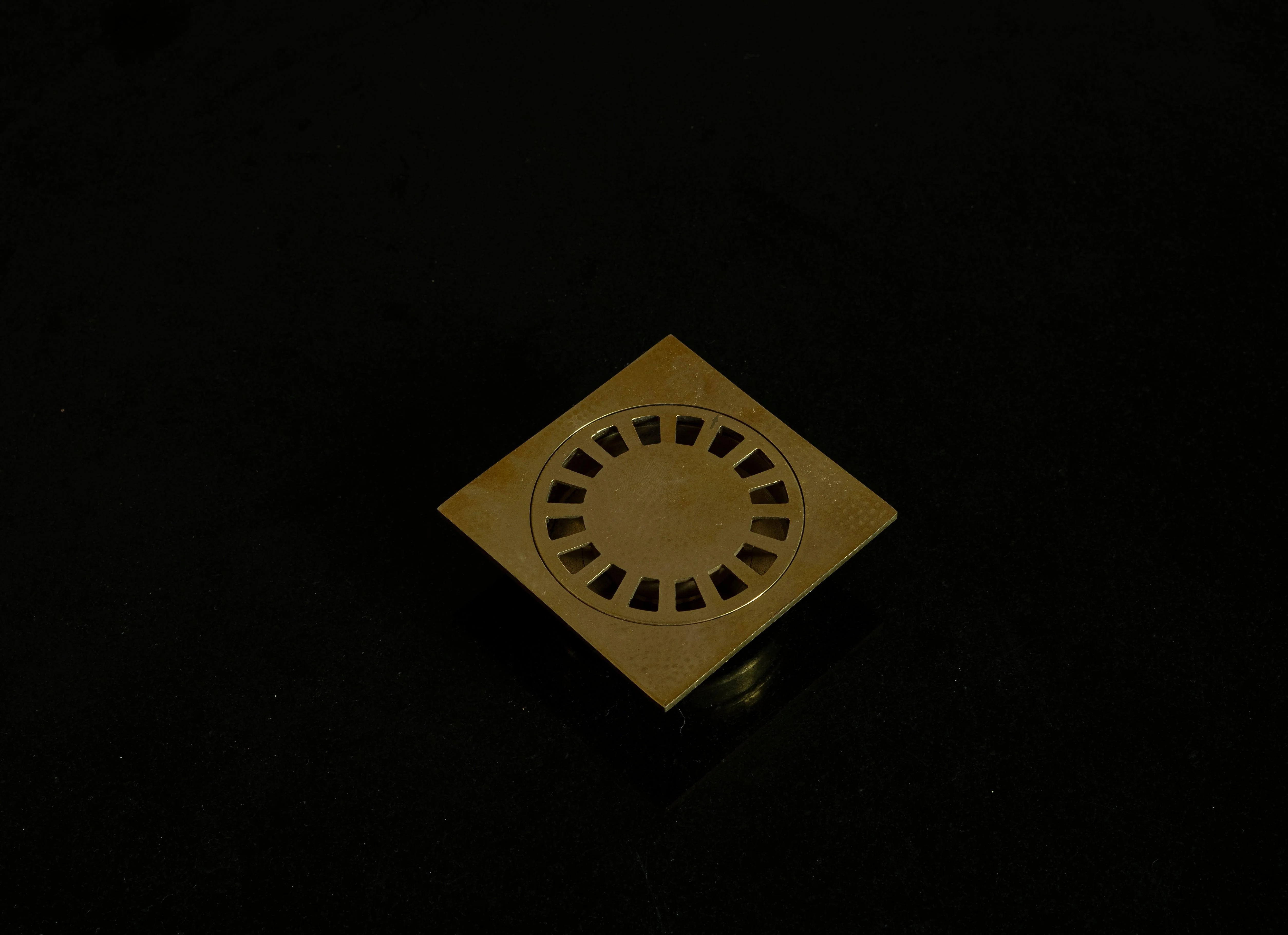 Unlacquered Hammered Brass Square Shower Drain with Removable Cover - Image 4