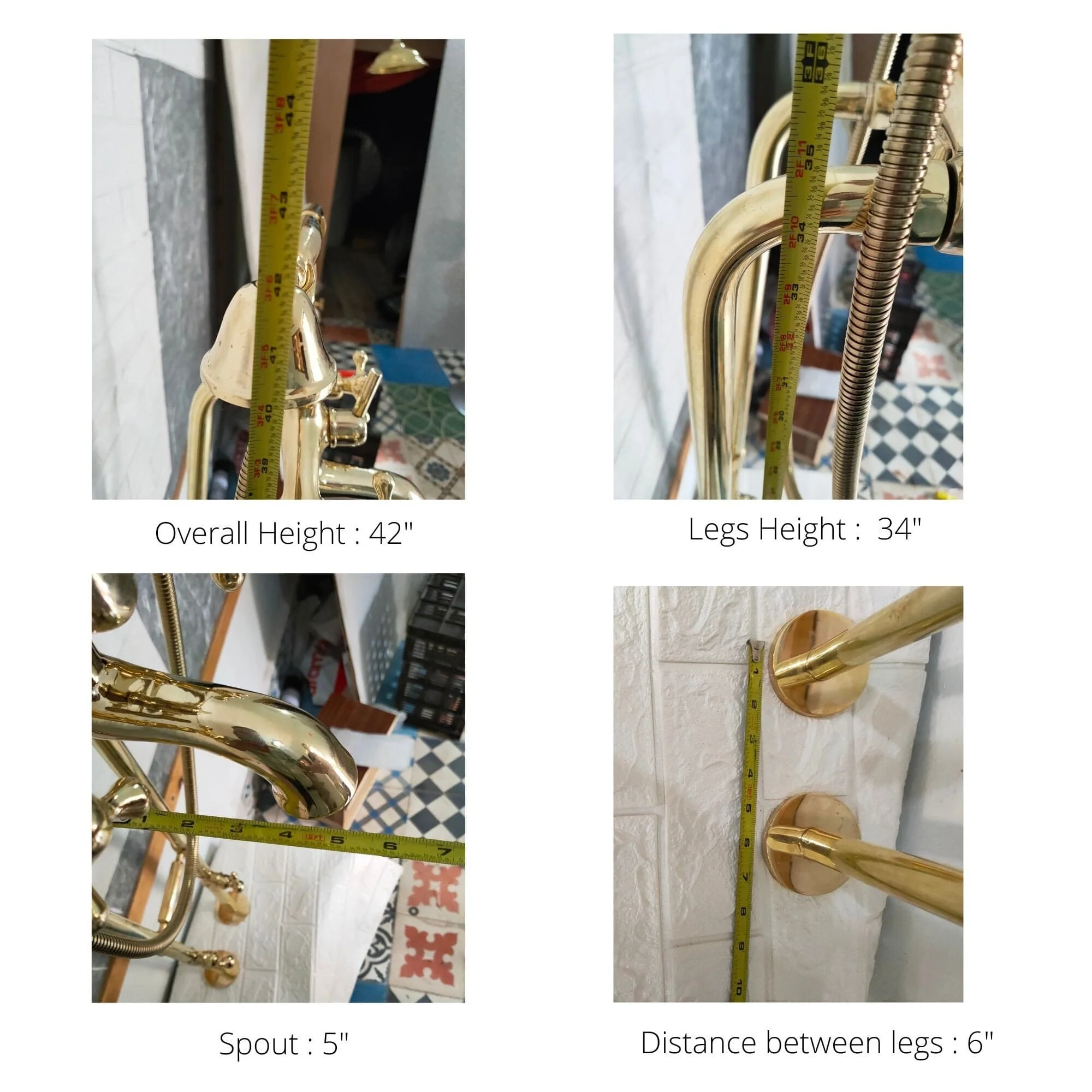 Unlaquered Brass Freestanding Tub Filler Faucet - Image 8