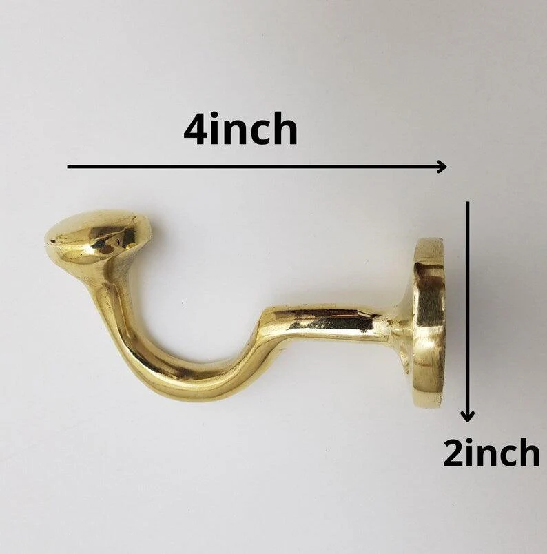 Vintage Brass Coat Hooks , Set of Brass Hooks for wall - Image 7